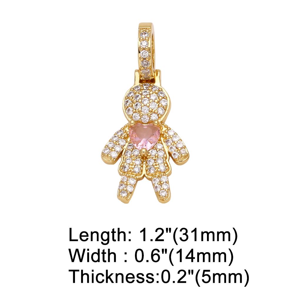 FLOLA Cute Boy and Girl Figure Necklaces for Women Gold Plated Chain DIY Family Member Necklaces Handmade Jewelry nkez13