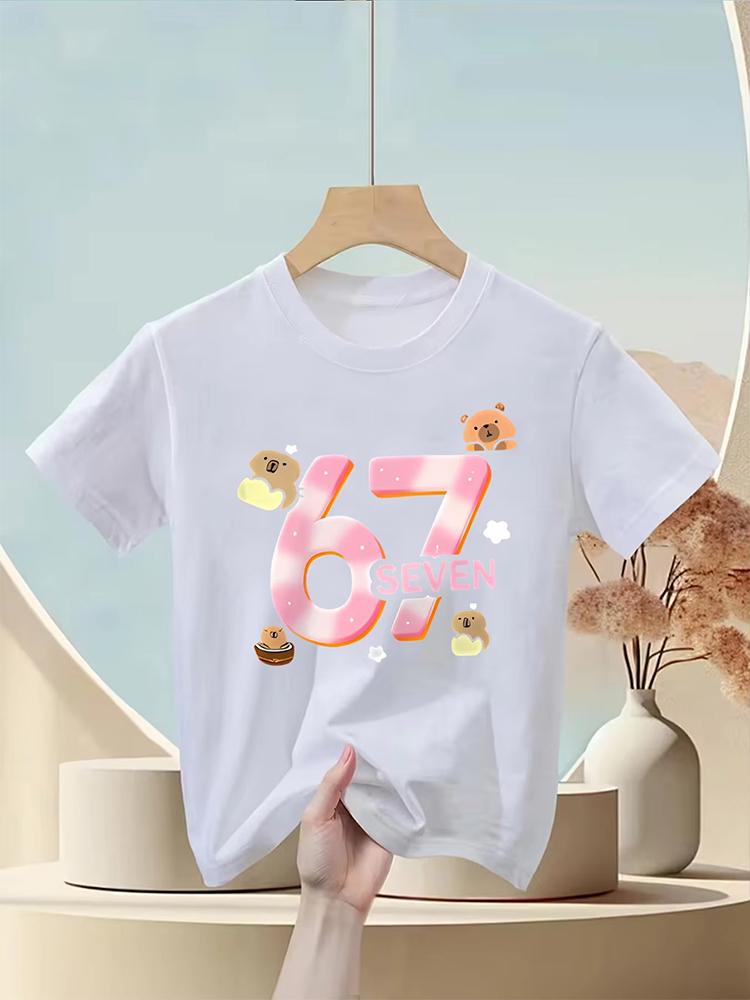 Kids 67 Themed Colorful Print TShirt Soft Cotton Fabric Breathable and Comfortable Ideal for Toddlers and Childrentk0383