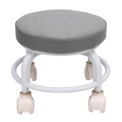 Серый низкий табурет на колесиках, портативный, с мягкой подкладкой, вращающийся на 360 градусов, для детей и взрослых