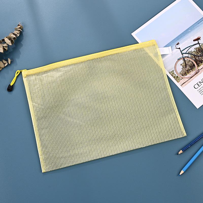 Сетчатая сумка для файлов на молнии: Креативный водонепроницаемый пенал и прозрачный органайзер для документов для студентов и офиса