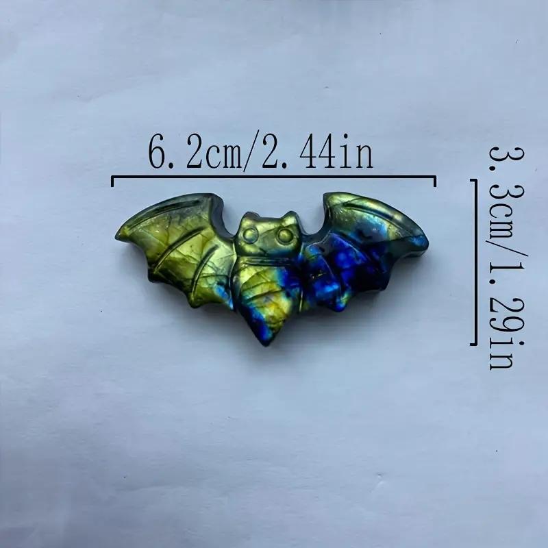1pcs Labradorite Bat Figurine Healing Crystal Natural Gemstone Home Decor Ornament 6.2cm/2.44in High Quality Energy Stone