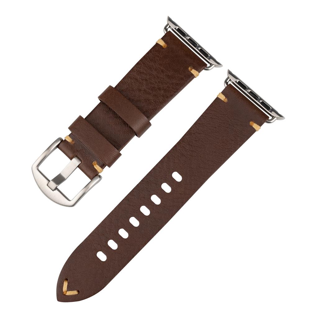 Оригинальный кожаный ремешок для часов из коровьей кожи, замена для Apple Watch Series 3 4 5 6 7 8 9 S9, прочный аксессуар-браслет для смарт-часов