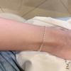 Серебряное Колье S925 Простое Бусины Чокер Блестящая Тонкая Цепочка на Ключицы Для Женщин Девушек Свадебный Подарок Изящные Украшения