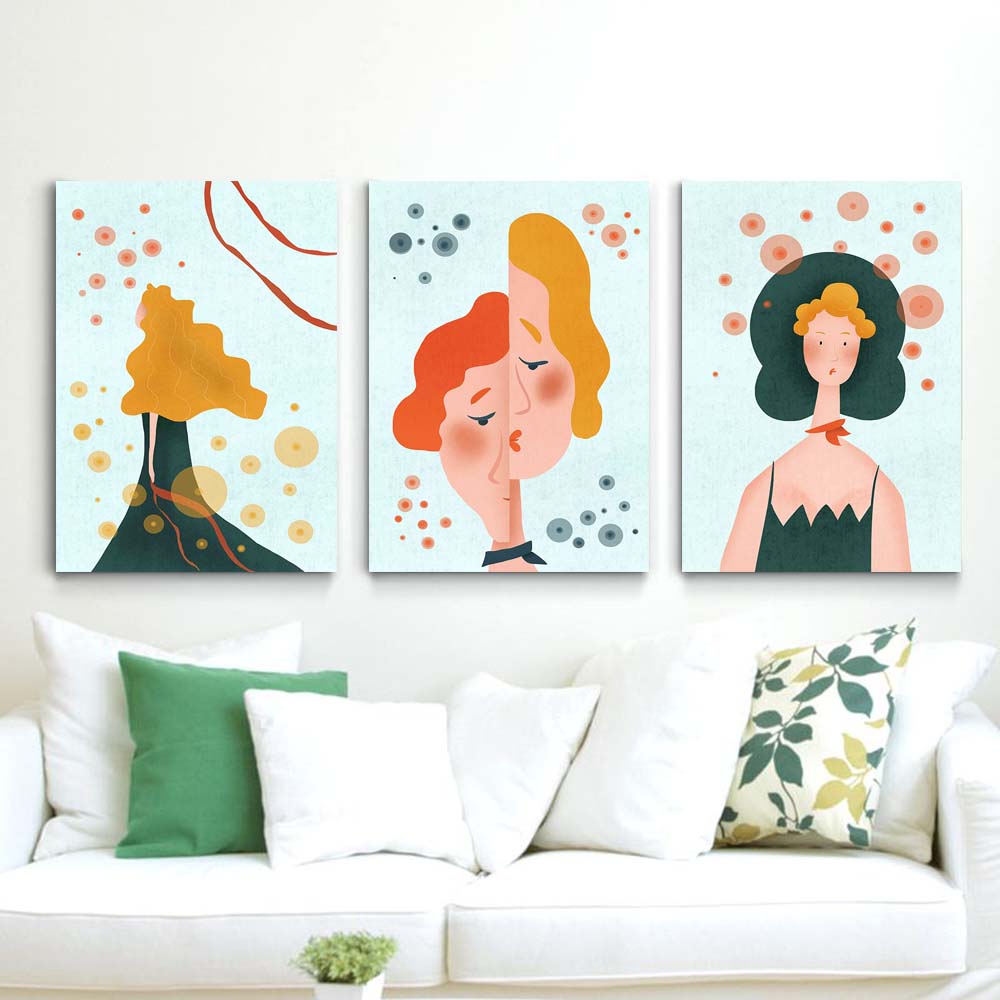 Nordic Figure Oil Painting Blonde Goddess Abstract Art Canvas Painting Living Room Corridor Office Home Decoration Mural No Frame