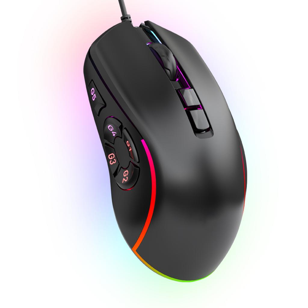 Игровая проводная мышь, RGB-подсветка, 10 программируемых кнопок, 14 световых эффектов, 6 уровней DPI 800-12800, для ПК