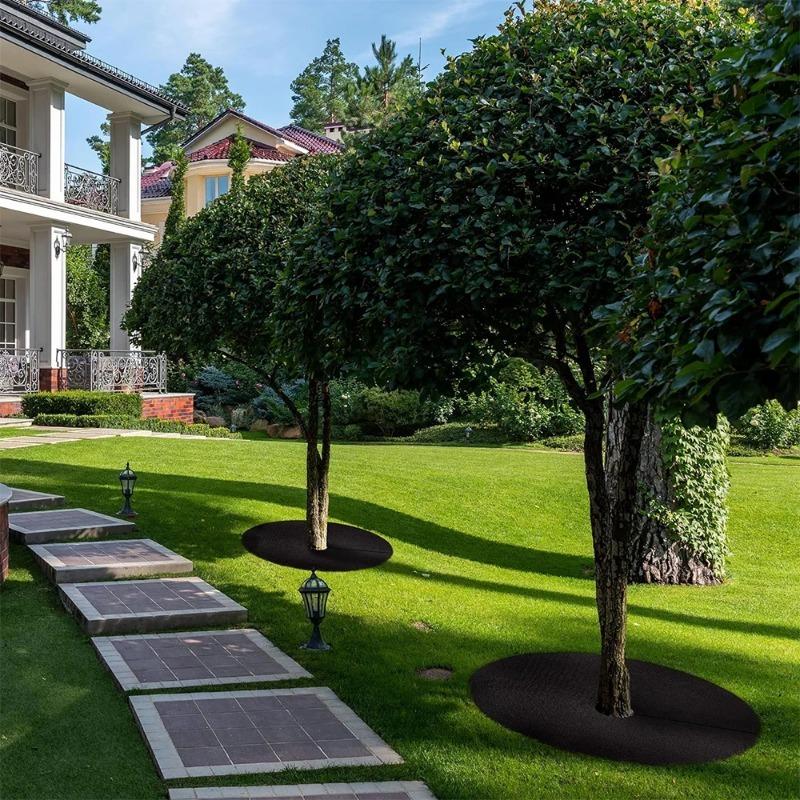 Нетканое кольцо для мульчирования деревьев, барьер для прополки, защитный коврик, покрытие для растений, защита от травы, садовая ткань для борьбы с сорняками, 15–82 см