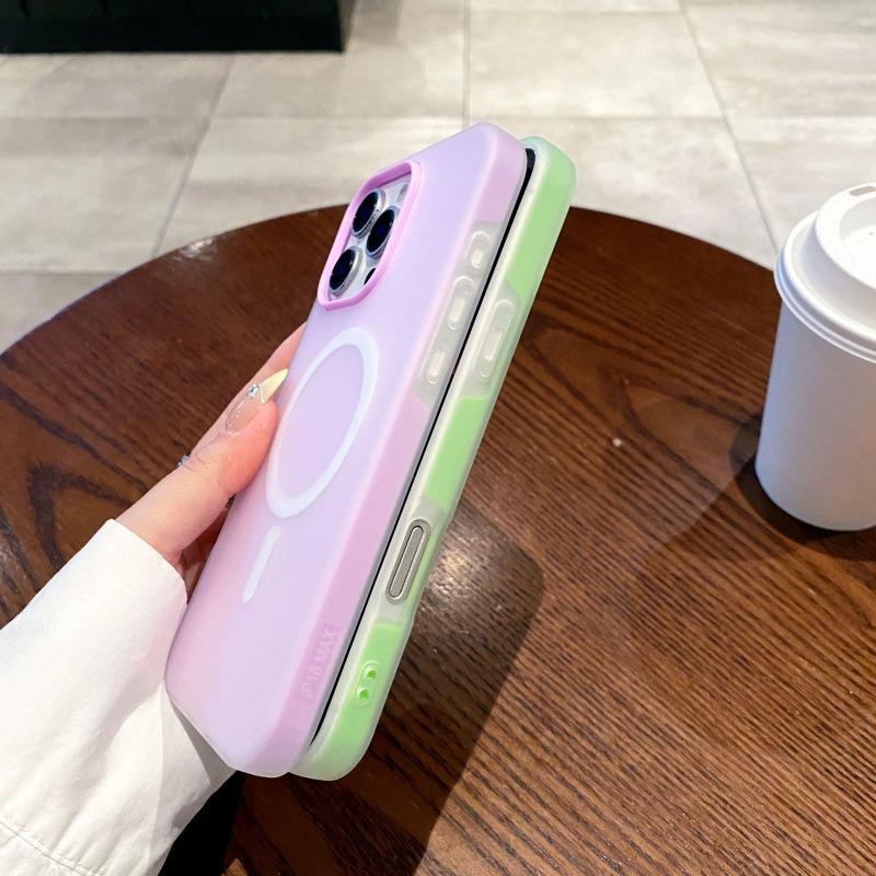 Роскошный Чехол 2-в-1 Конфетного Цвета для iPhone 17 16 15 14 Plus 13 12 Pro Max 11 для Magsafe Магнитная Беспроводная Зарядка Матовый Мягкий Чехол