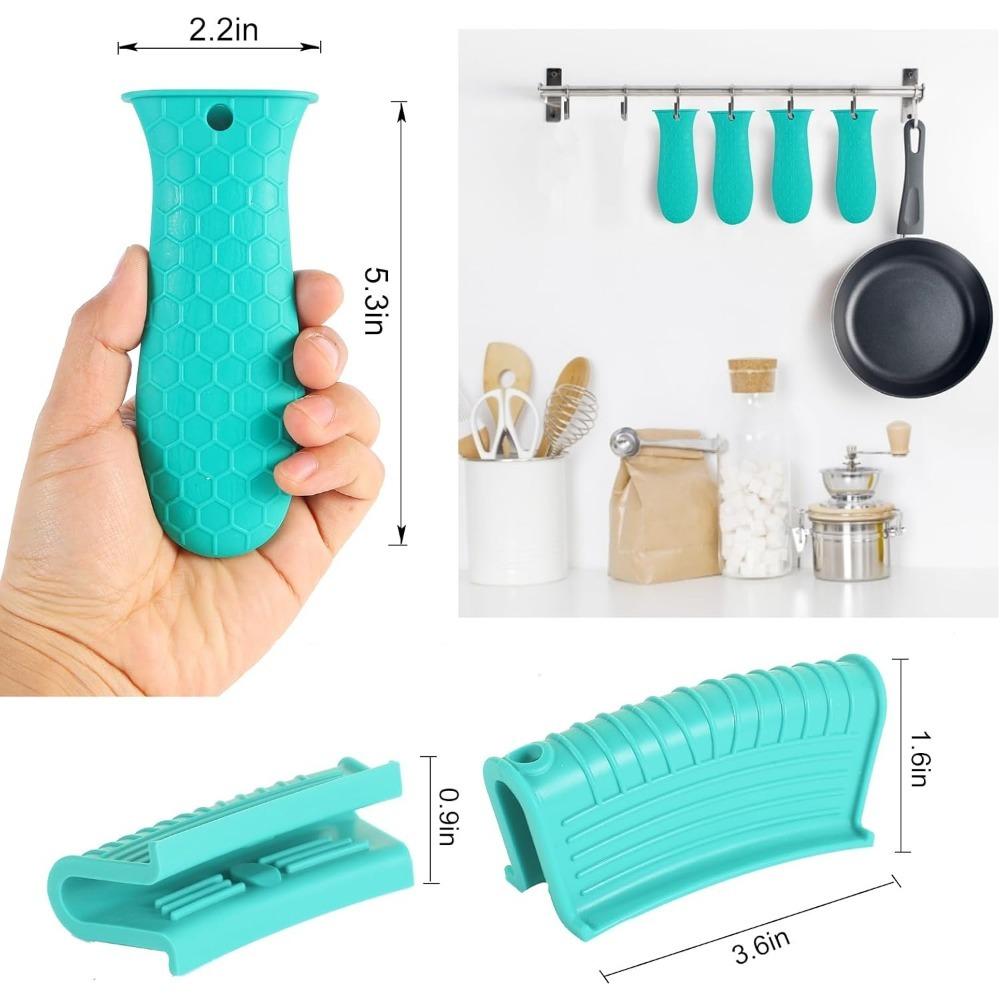 3-Pack Non-Slip Silicone Heat-Resistant Handle Covers for Cast Iron Skillets, Frying Pans & Casseroles