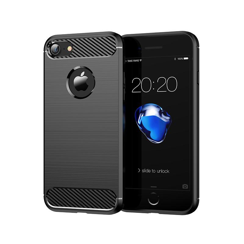 Ударопрочный силиконовый бампер из углеродного волокна для Apple iPhone 8, Чехол для iPhone 7, 4,7 дюйма