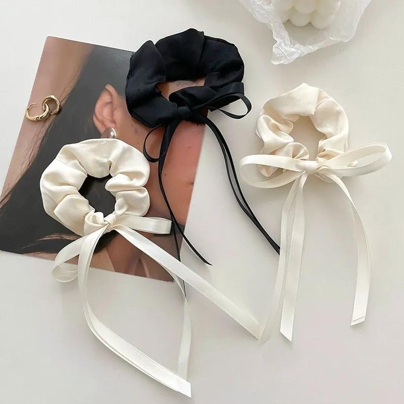 Korean Bow Streamer Hair Ring Women's Fashion Simple and Versatile Scrunchie Outdoor Hair Accessories