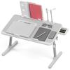 Laptop Lap Desk, Laptop Bed Tray Table, Adjustable Lap Desk with Light Fan, Folding Laptop Desk for Bed with USB, Bed Desk with Storage Drawer