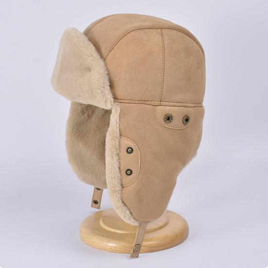 Unisex Winter Hat Thickened Fleece Lined Full Protection Windoroof Button Fasten Heat Retention Outdoor Skiing Skating Snowboarding Lei Feng Hat