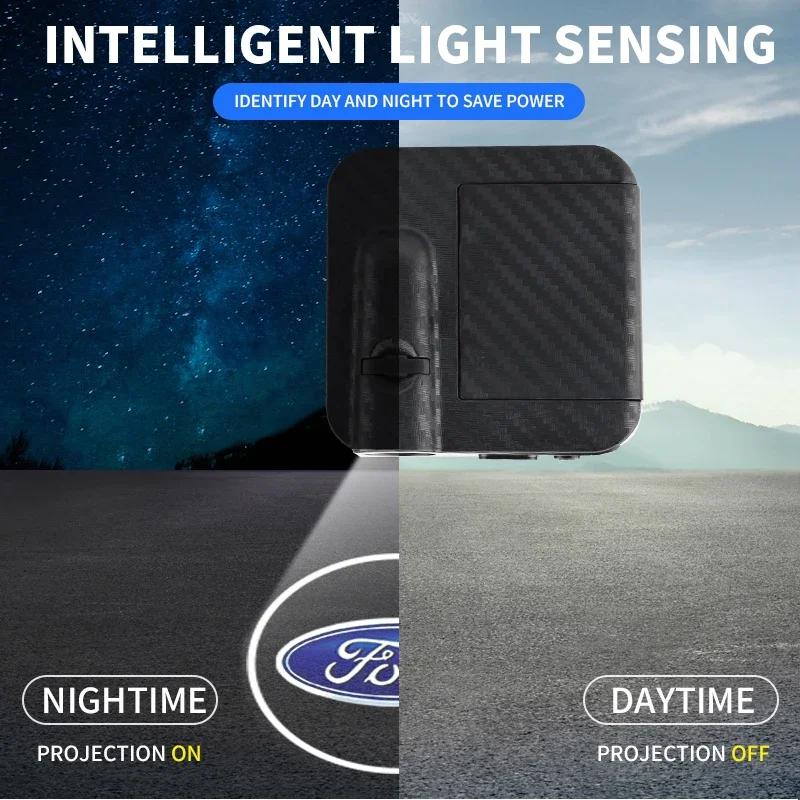 Car Sticker 2Pcs LED Car Door Lamp Projector Light Welcome Logo Laser Automobile Ghost Shadow For Ford Kuga Fiesta EcoSport MK M