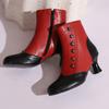 Women's High-heeled Short Boots Autumn and Winter New Retro Color-matching Large-size Short Boots