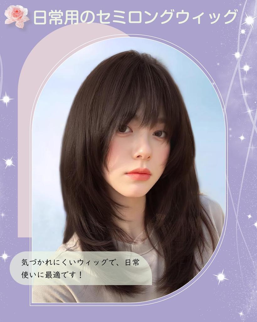 Sofeiyan Dark Full for Everyday Small Includes Net and Comb Wig, Medium, Straight, Brown, Layered, Wig, Natural, Undetectable, Cosplay, Use, Face,