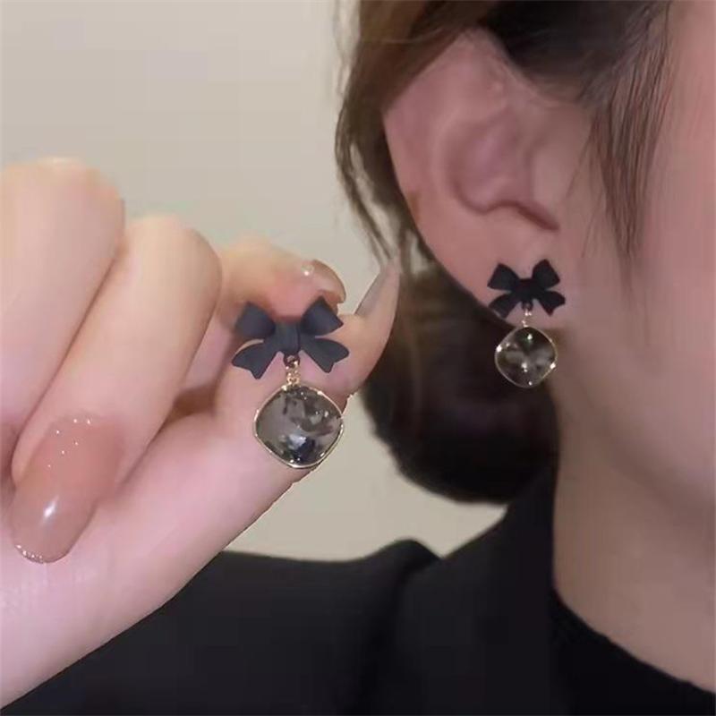 Fashion Black Bow Dangle Earrings for Women's Earrings Jewelry Girl Gift Brincos