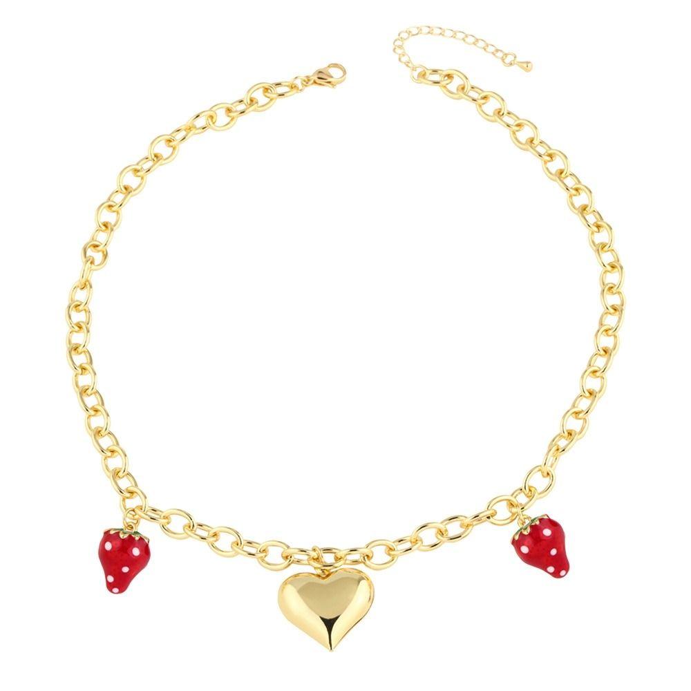 Fruit Series Strawberry Necklace Retro European Style Pitaya Chain Choker Summer Fruit Party