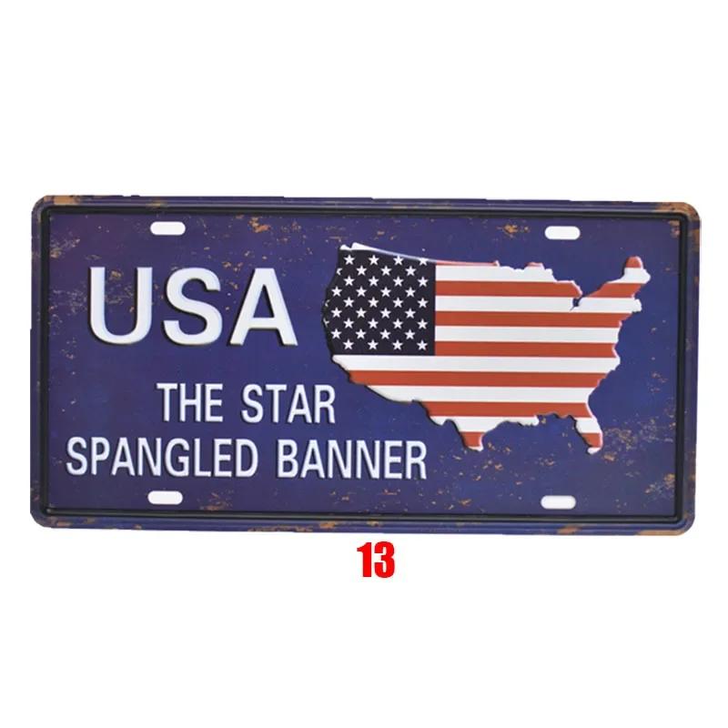 Canada Australia UK US National Flag Tin Sign Shabby Retro Car Plate License Iron Painting Metal Plaques Wall Decor For Bar Pub