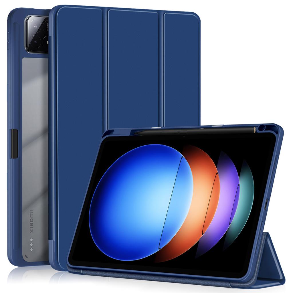 Для Xiaomi Pad 6S Pro 12.4 Чехол Тройная подставка Кожа PU Чехол для планшета со слотом для стилуса