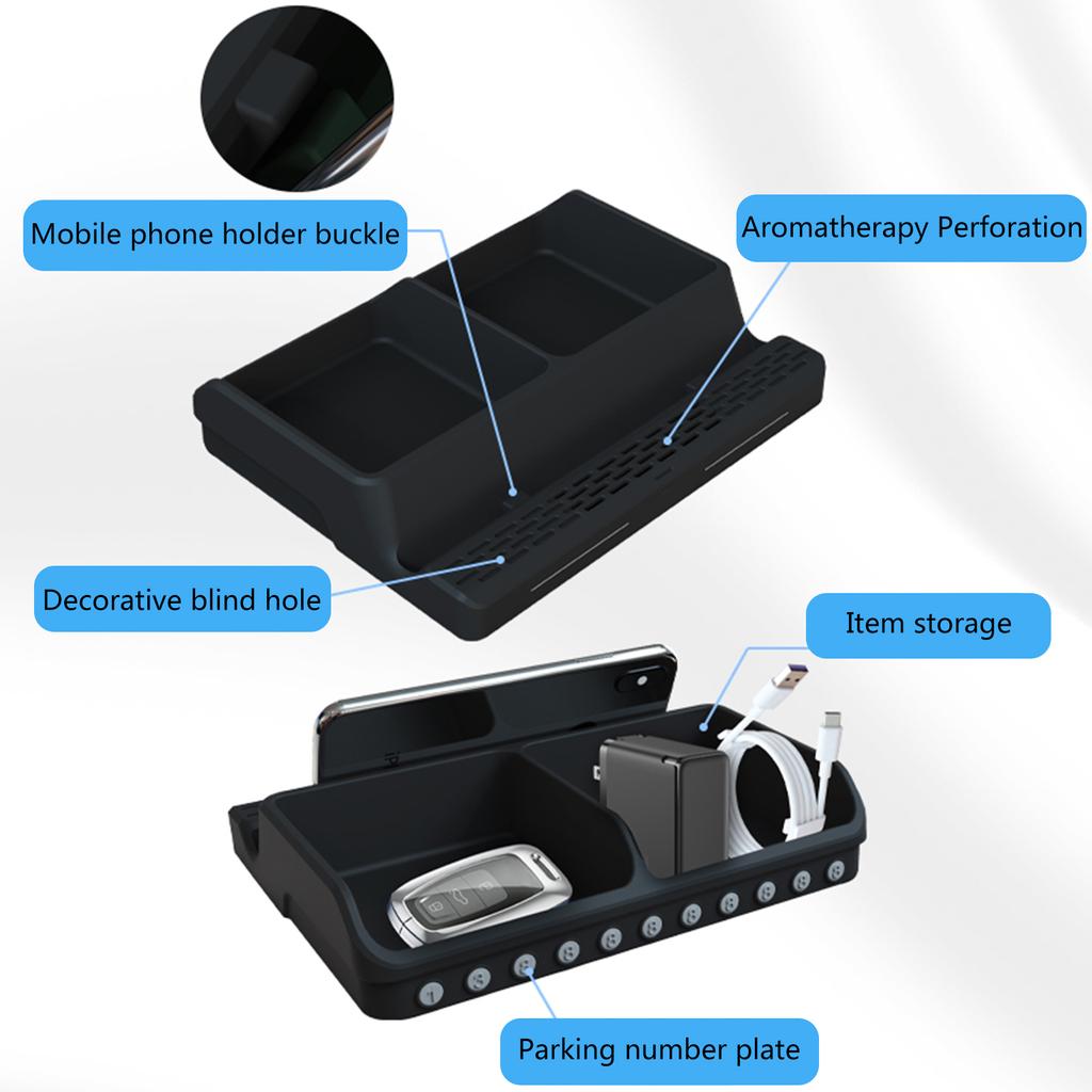 Многофункциональный нескользящий держатель для телефона на приборную панель автомобиля с органайзером для номерного знака, контейнером для хранения