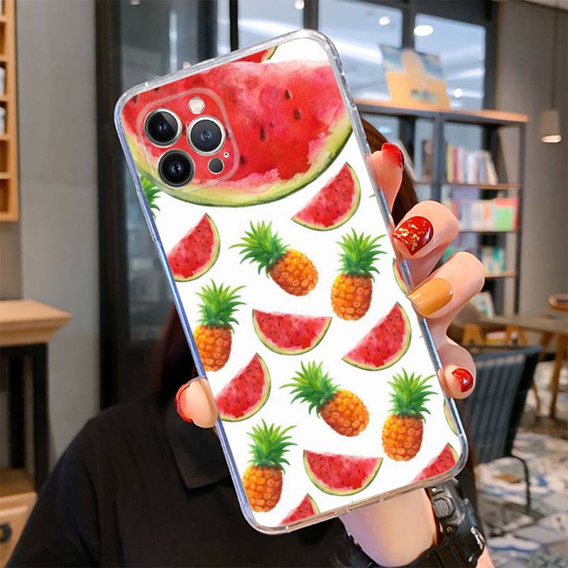 Летний чехол для телефона с рисунком арбуза для iPhone 14 13 12 11 Pro Max XS X XR SE 2020 6 7 8 Plus Mini Transparent Shell