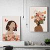Рамка из цельного дерева, голова цветка, женщина, печать плакатов, бохо, черная девушка, модная настенная живопись на холсте, скандинавская декоративная картина, декор для гостиной
