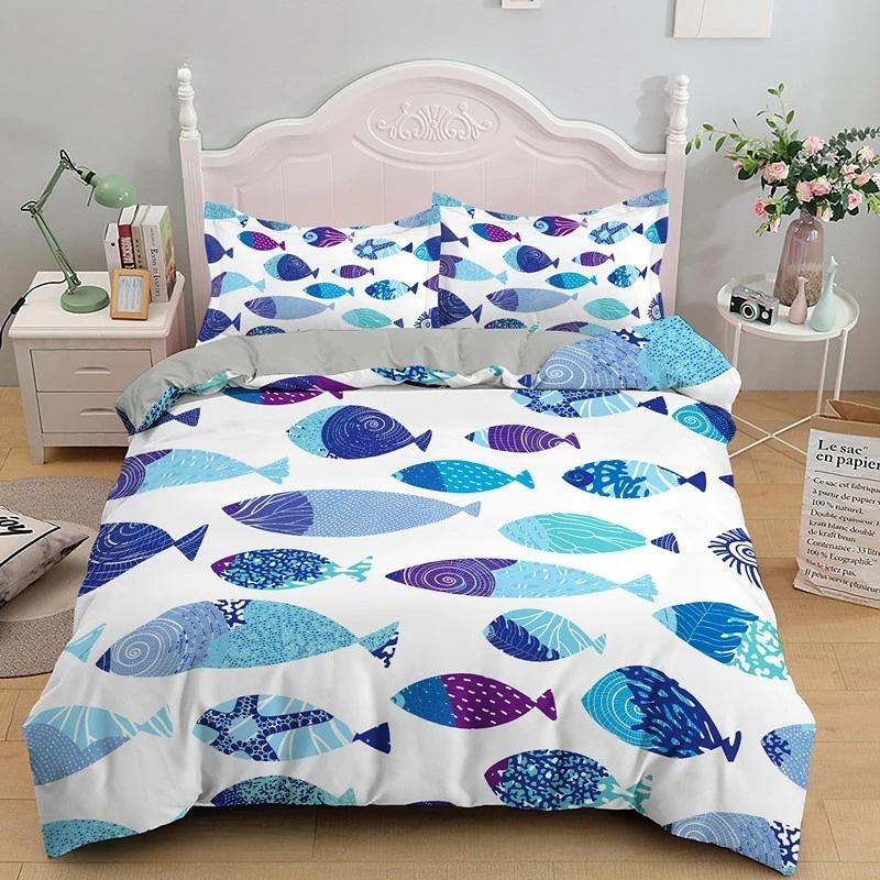 Goldfish Duvet Cover King/Queen Size Golden Red 3D Animal Bedding Set for Kid Teen Adult,Fish Themed Quilt Cover with Pillowcase