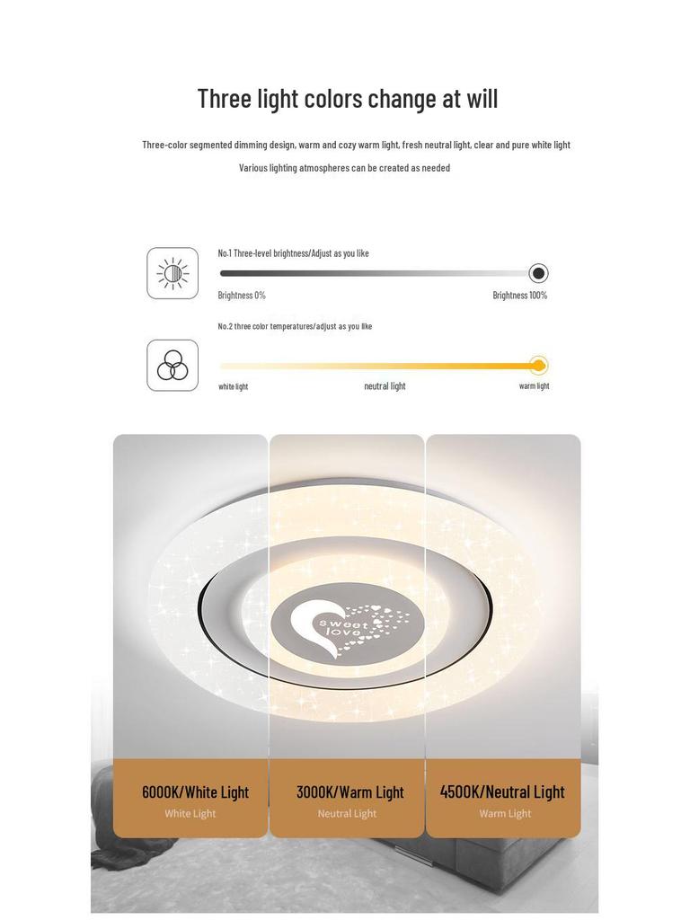 Умный современный кремовый круглый потолочный светильник для главной спальни - Модный и простой.