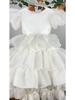 Girls' White Puffy Princess Dress - Flower Girl Wedding Long Gown