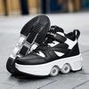 Fashionable Unisex Automatic Pop-up Sneakers With Wheels Dual-purpose Skating Casual Shoes Women's High Top 4 Wheel Roller Shoes