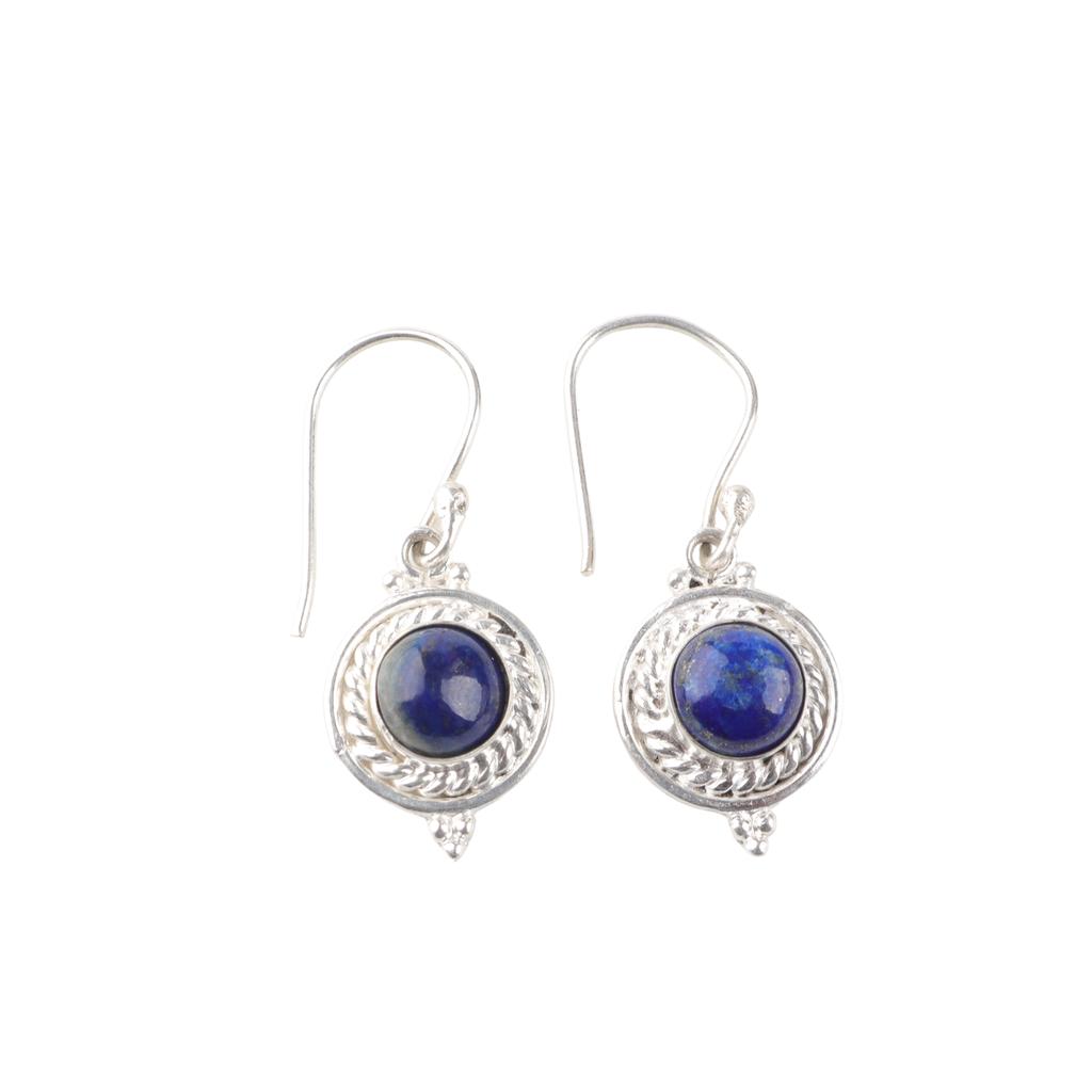 Lapis Lazuli Gemstone 925 Sterling Silver Jewelry Handmade Drop Earrings 1.43" EE-117-38