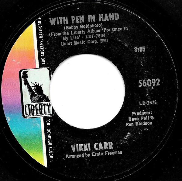 7-дюймовая пластинка VIKKI CARR With Pen In Hand LB2678 Liberty 1969 США Поп Б/у