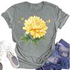 Women's Casual Round Neck Floral Print Short Sleeve T-Shirt Top