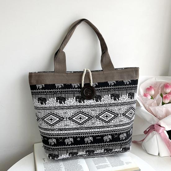 Холщовая сумка в этническом стиле для женщин, стильная сумка на плечо с узором, ретро повседневная сумка-тоут, сращивание