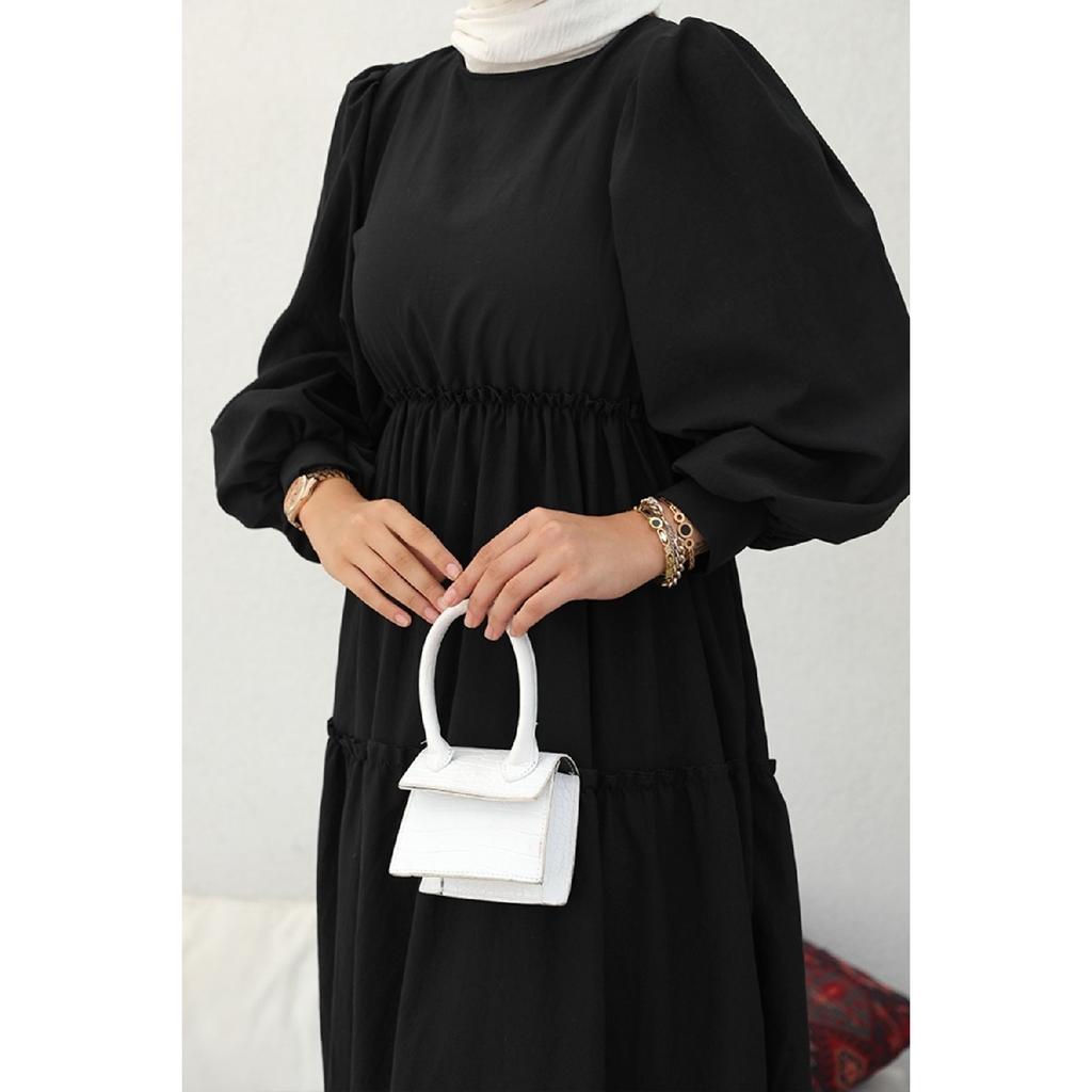 Benay Floor Detail Hijab Dress 1102- Black