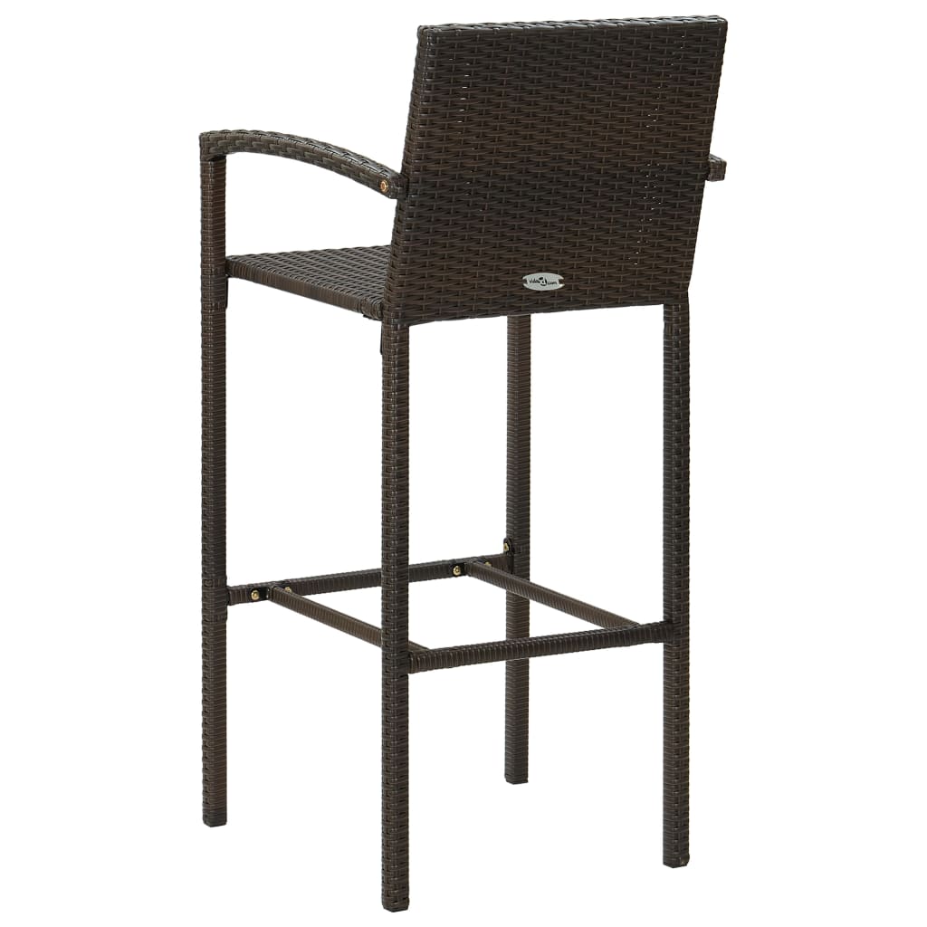 5 Piece Garden Bar Set with Armrests Poly Rattan Brown
