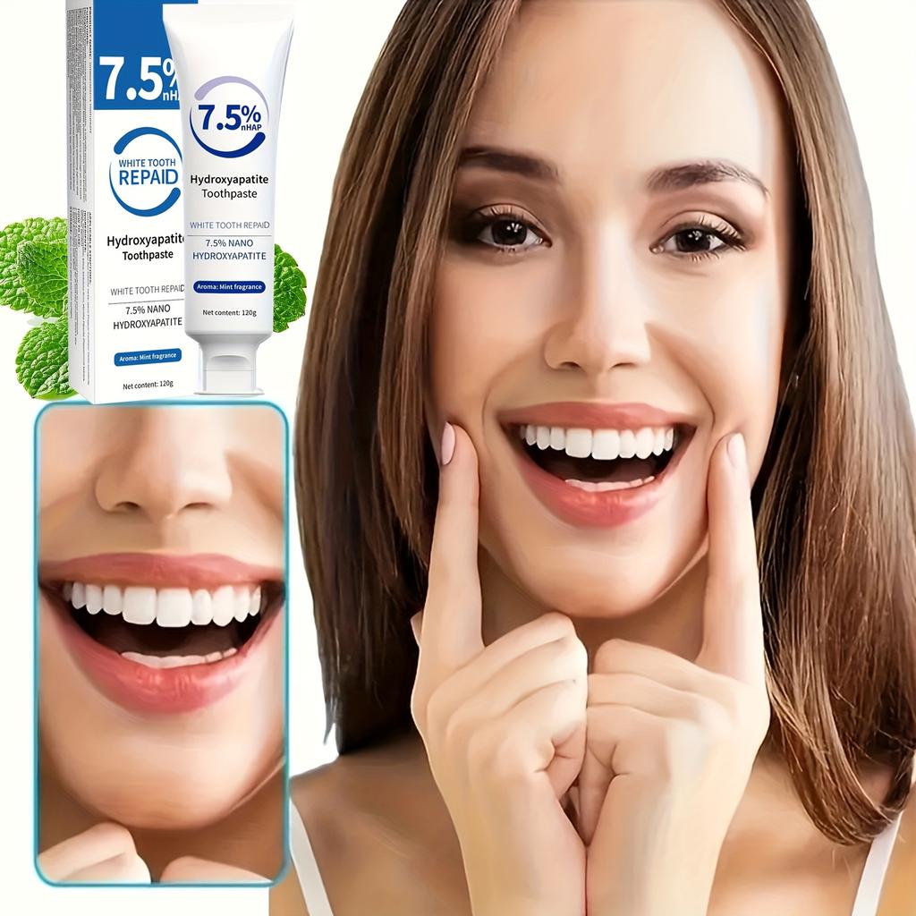Зубная паста с гидроксиапатитом, 7,5% Nano White Tooth Repair, Глубокоочищающая паста с ментолом для свежего дыхания, Укрепляющий уход за зубами, Базовая чистка