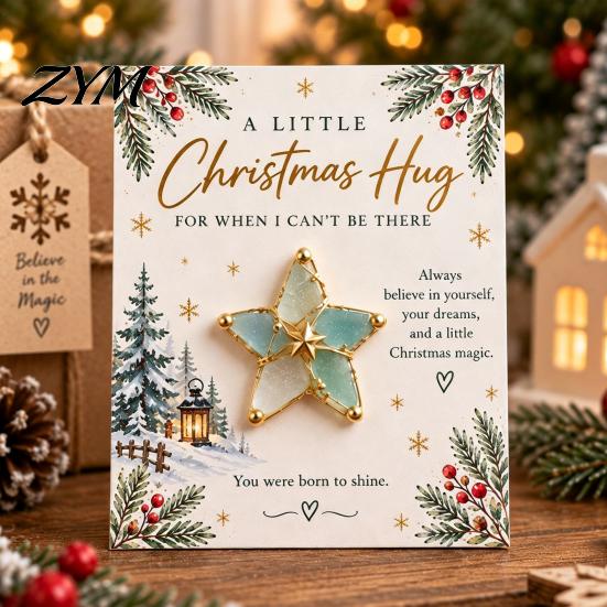 Unique Emotional Bond Gifts Christmas Hug Pocket Card, Mini Festive Greeting Card Cute Decorations for Desk with Envelope, Holiday Gift Tag