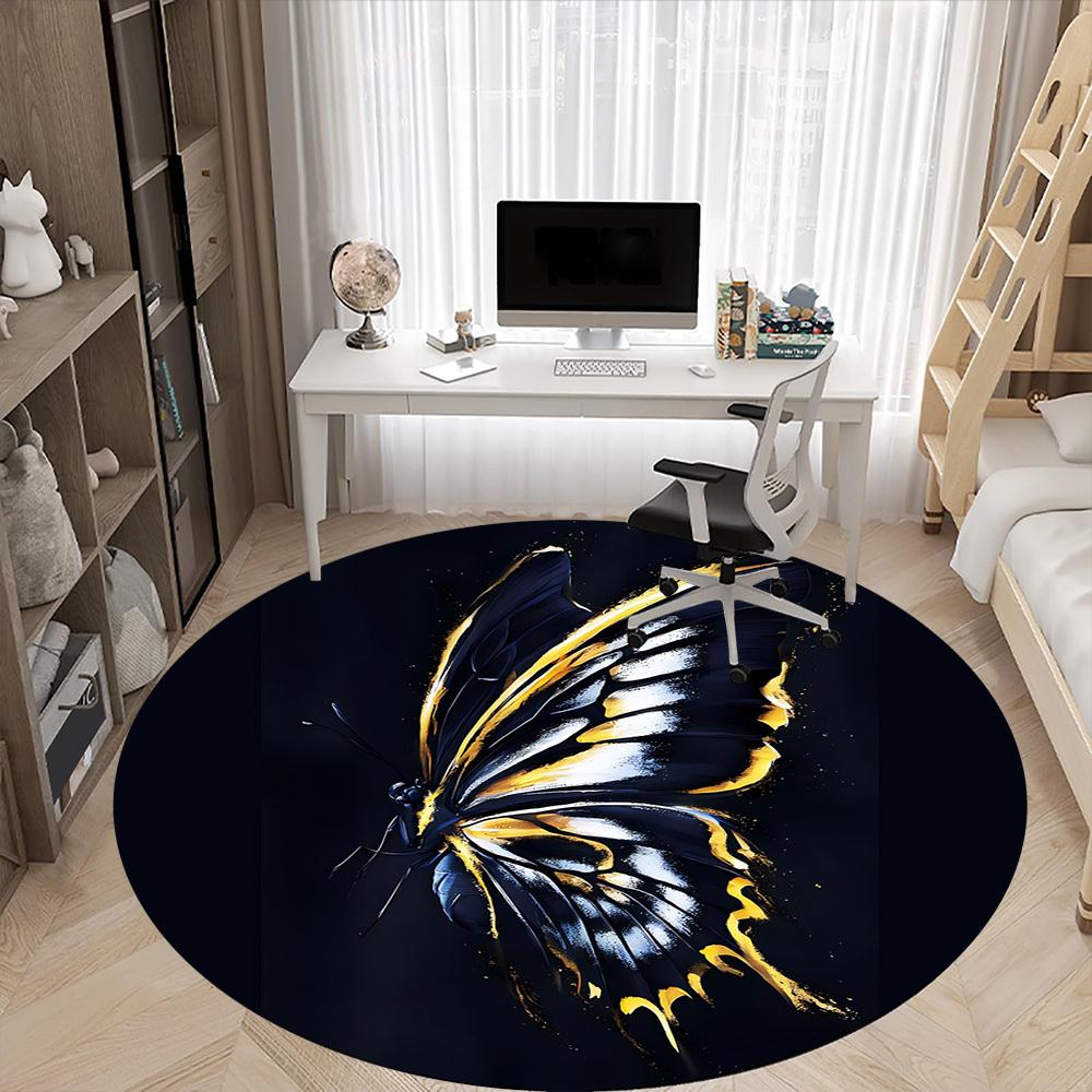 1pc Butterfly Wings Office Round Area Rug, Indoor Mat Suitable For Office, Under Office Chairs Bedroom Living Room Home Decor, Room Deco