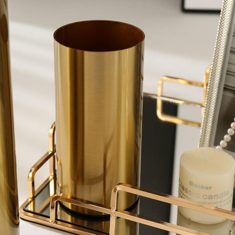 Современная простая прямая ваза для гостиной, настольный цветочный аппарат, гальванический металлический цветок, золотые скандинавские украшения, украшения