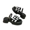 New Summer Muffin Thick-soled Cool Slippers Women's Outer Wear Color Matching and Weaving Two One-word Sandals