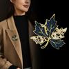 Crystal Maple Leaf Brooch High-End Temperament Suit Coat Accessories Guochao Cheongsam Corsage Retro Pin New Year'S Gift