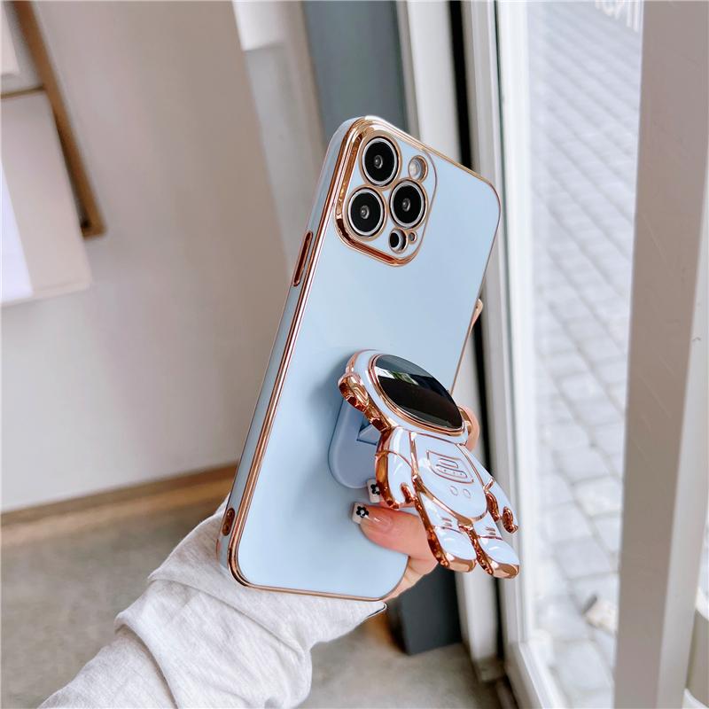 Роскошный складной чехол для телефона с подставкой и астронавтом для iPhone 11 12 Mini 13 14 15 Pro Max X XR XS, покрытие-бампер на 7 8 Plus, чехол-держатель