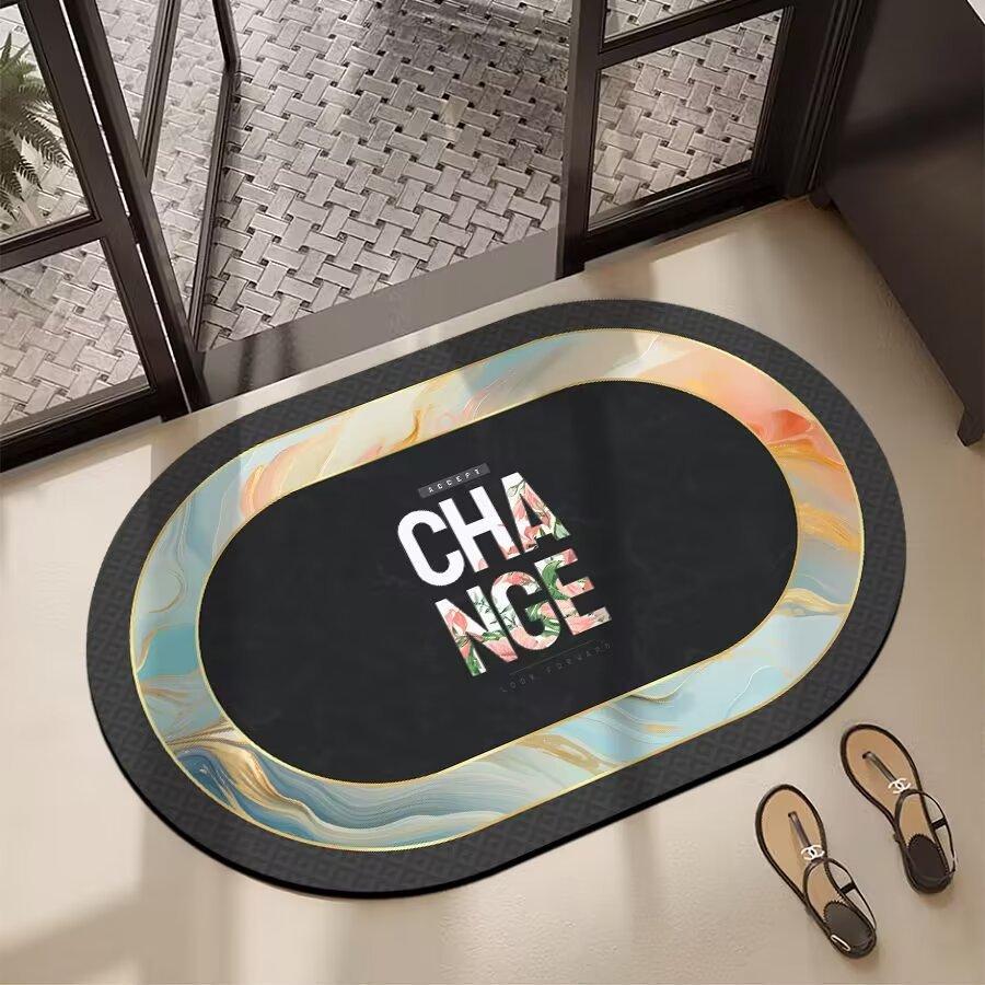 Коврик для ванной комнаты овальный, влагопоглощающий и грязеотталкивающий, коврик для ног в ванной комнате, мягкий противоскользящий коврик для ног с диатомовой грязью
