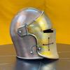 Medieval Barbute Helmet Two Tone Copper and Yellow 18G Steel Handmade Knight Armor