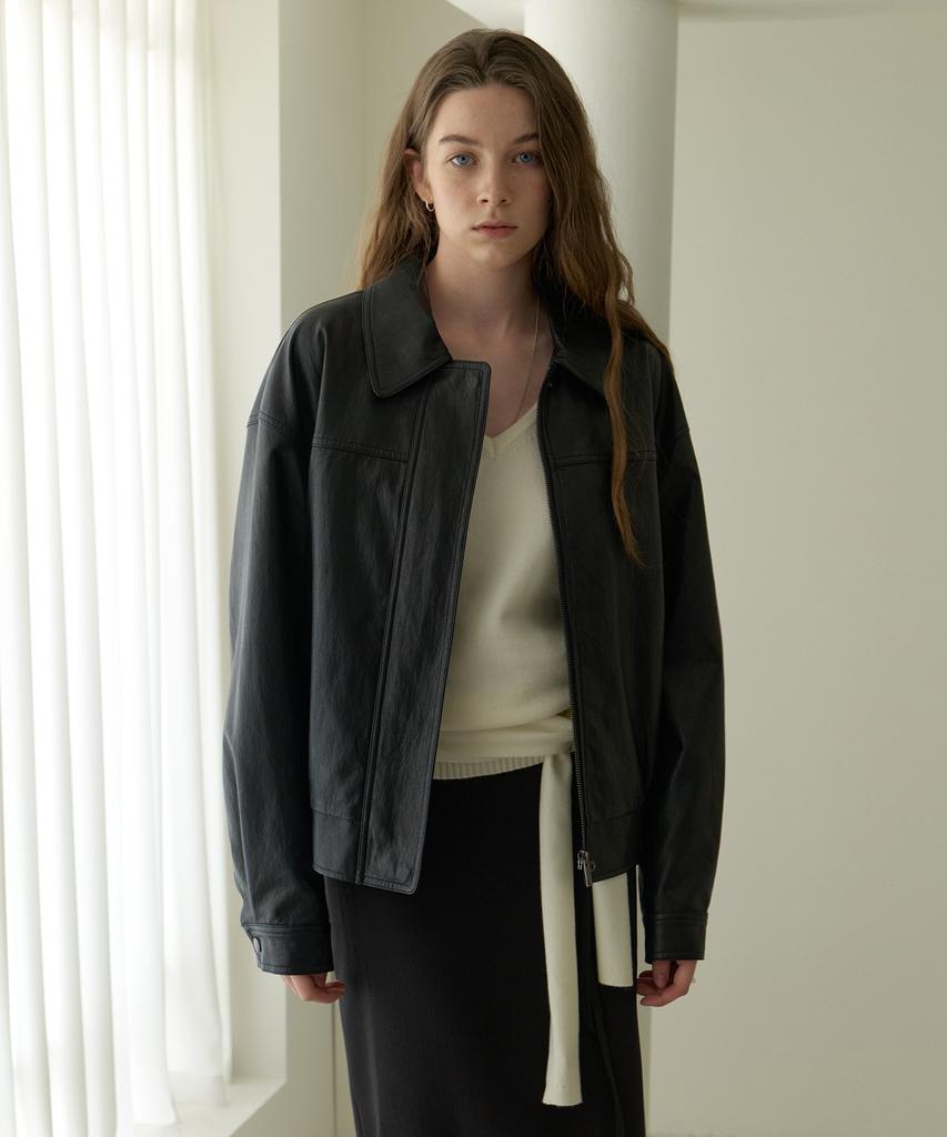 Among A Faux Leather Jumper_Black