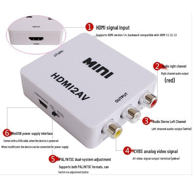 Мини HDMI к AV HD Адаптер - Конвертер HDMI2AV RCA