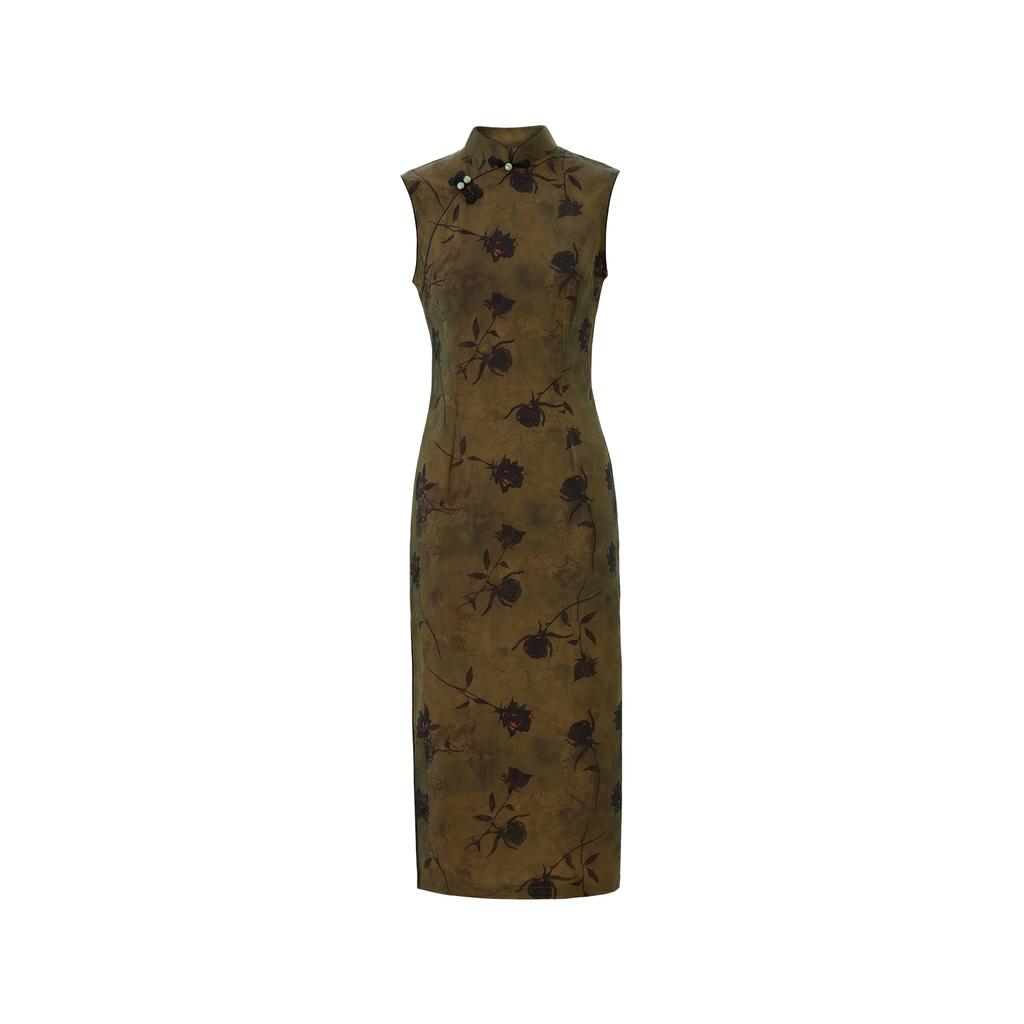Ditto Retro Printed Cheongsam Women's Long Dress