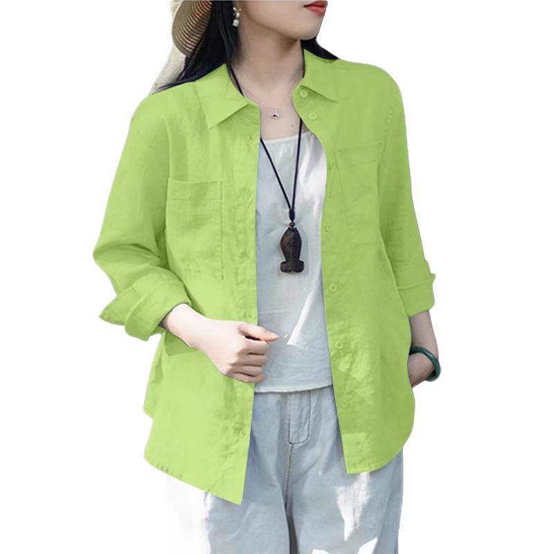 ZANZEA Women Casual Turn Down Collar Solid Color Long Sleeve Button Blouse