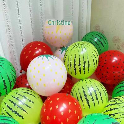12-дюймовые Утолщенные Латексные Мультяшные Фруктовые Шары - Дизайн Клубники и Арбуза для Вечеринок и Мероприятий